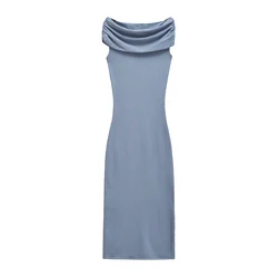 Autumn Women Strapless Long Dress Dresses Fashion Sexy Slim Backless Midi Dress Folds Elegant Party Dresses 3519113