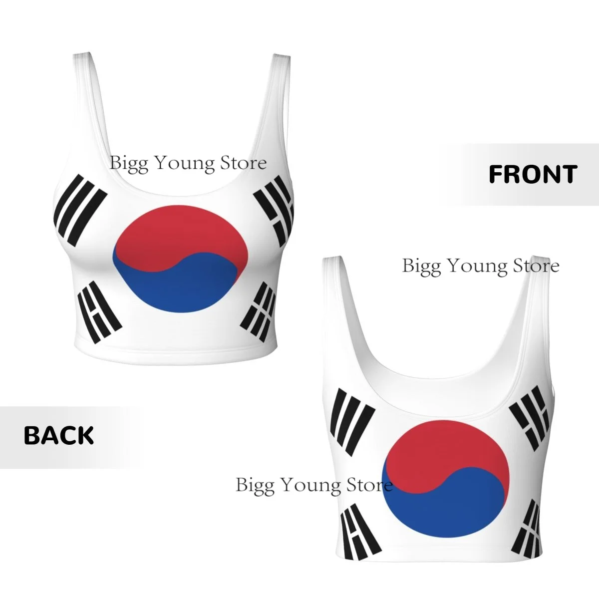 South Korea Flag Basic Tops Women Samba Sexy V-Neck Yoga Fitness Sports Tops