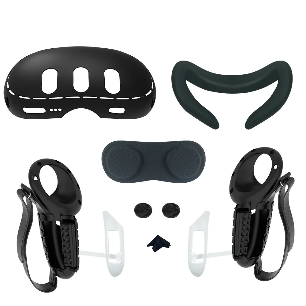 For Meta Quest 3 Silicone Safety Set Controller Covers Nose Pad Lens & Console Protectors face pad For Quest 3