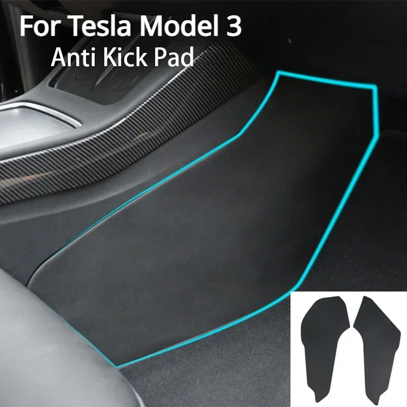 2PCS TPE Side Defense Kick Pad For Tesla Model Y 2018-2024 Model 3  Car Central Control Protective Foot Pad Interior Accessories