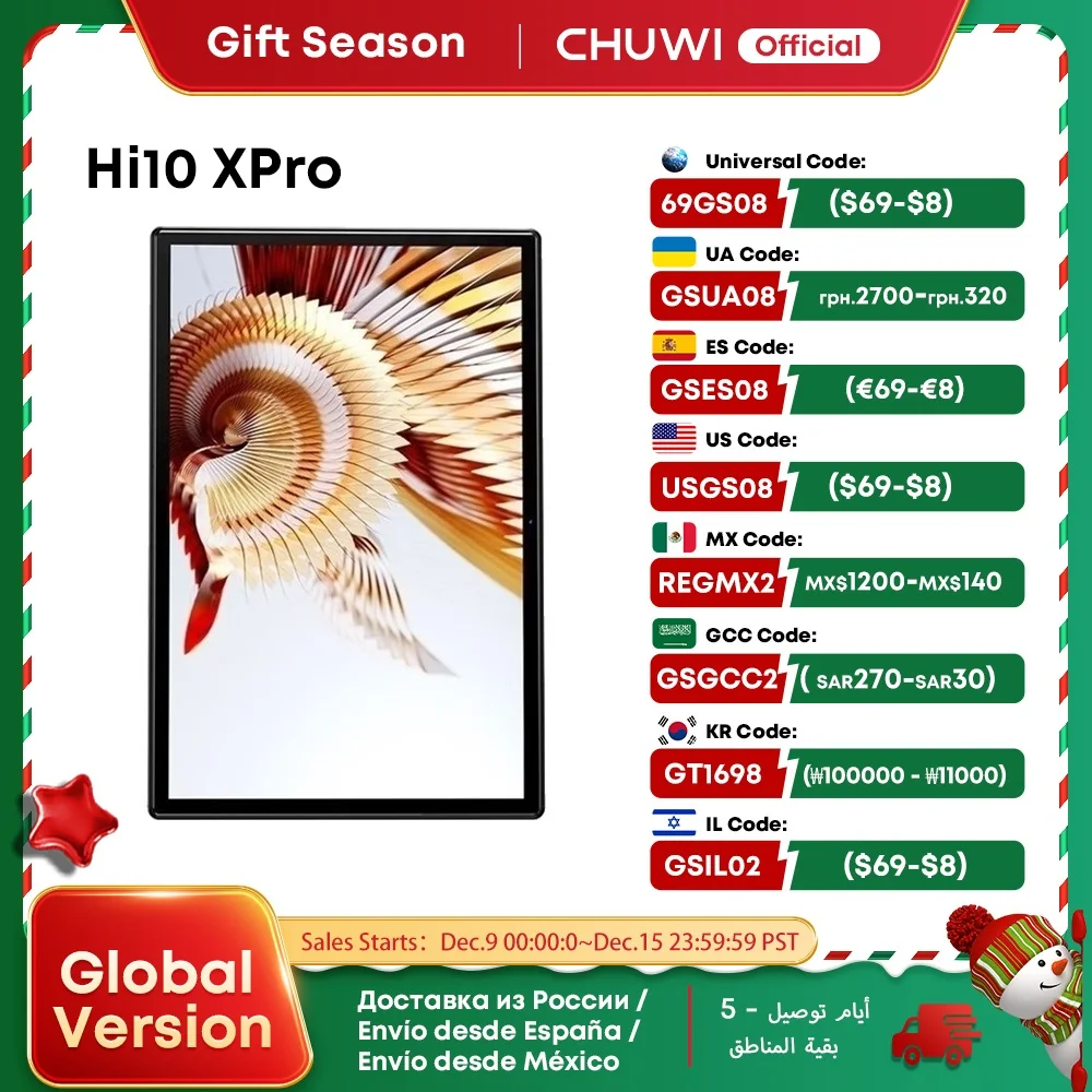 CHUWI Hi10X Pro 10.1 Inch 800*1280 IPS Screen Unisoc T606 4GB RAM 128GB ROM Tablets 2.4G/5G Wifi Android 13 Tablet PC 7000mah