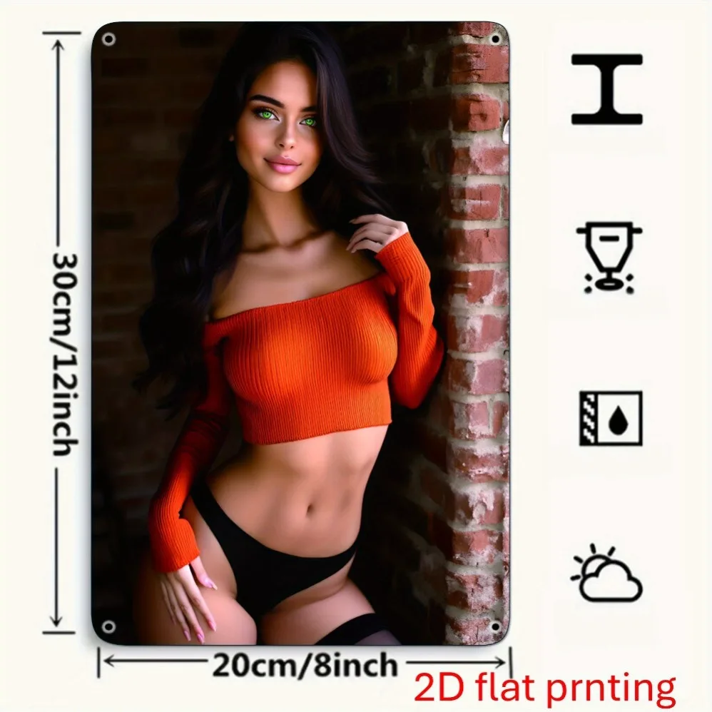 لافتة فنية جدارية معدنية عتيقة مقاس 8 × 12 بوصة - ديكور ريترو مطبوع مسطح ثنائي الأبعاد للمنزل والمقهى والمرآب في الهواء الطلق وحفلات الشاطئ والذكرى السنوية