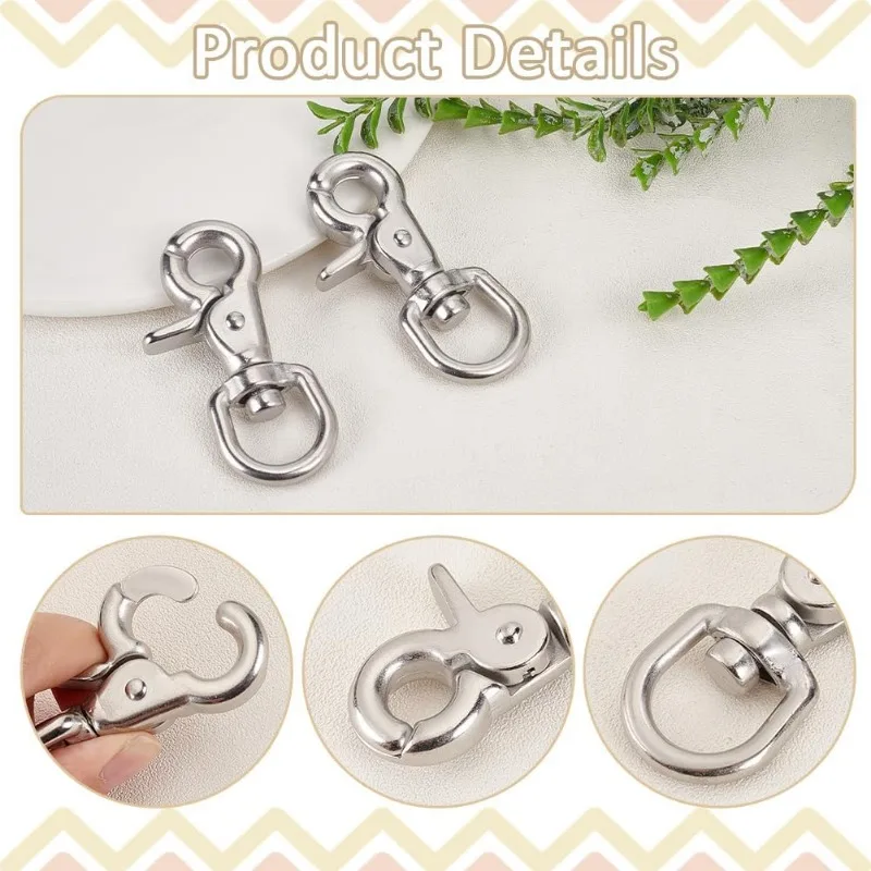 2 Pack Trigger Snap Hooks 316 Stainless Steel Swivel Snap 2.6inch/ 6.7cm Lobster Claw Clips Pet Buckle Swivel Eye Hooks Trigger