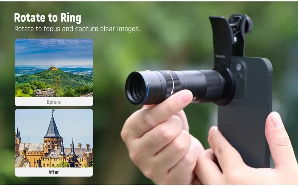 NEEWER LS-78 400mm Teleobjektiv für Smartphones mit 17mm Gewinde-Objektivclip – Detail 3