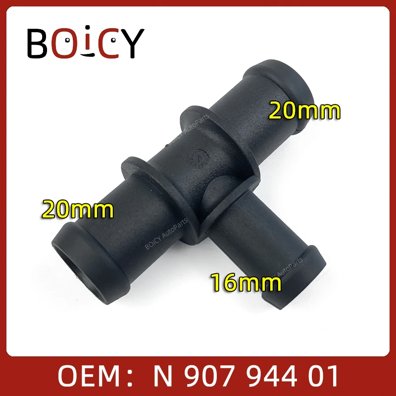 BOICY Engine Coolant Hose Flange T-joint 20x20x16 for Caddy Jetta Polo Golf Passat CC Touran Bora  A3 A4 A5 TT Q7 N90794401