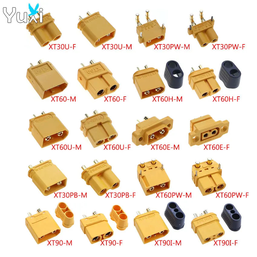 YuXi 1 Piece XT30U XT30PW XT30PB XT60 XT60H XT60U XT60E XT60PW XT90 XT90I Male Female Connector Lithium Battery Charging Plug