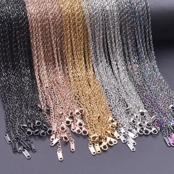 10pcs Size 2/2.2/2.5mm 45/60cm Stainless Steel Link Chain Necklace For Men Women Fashion Choker Jewelry Adjustable Vintage Craft