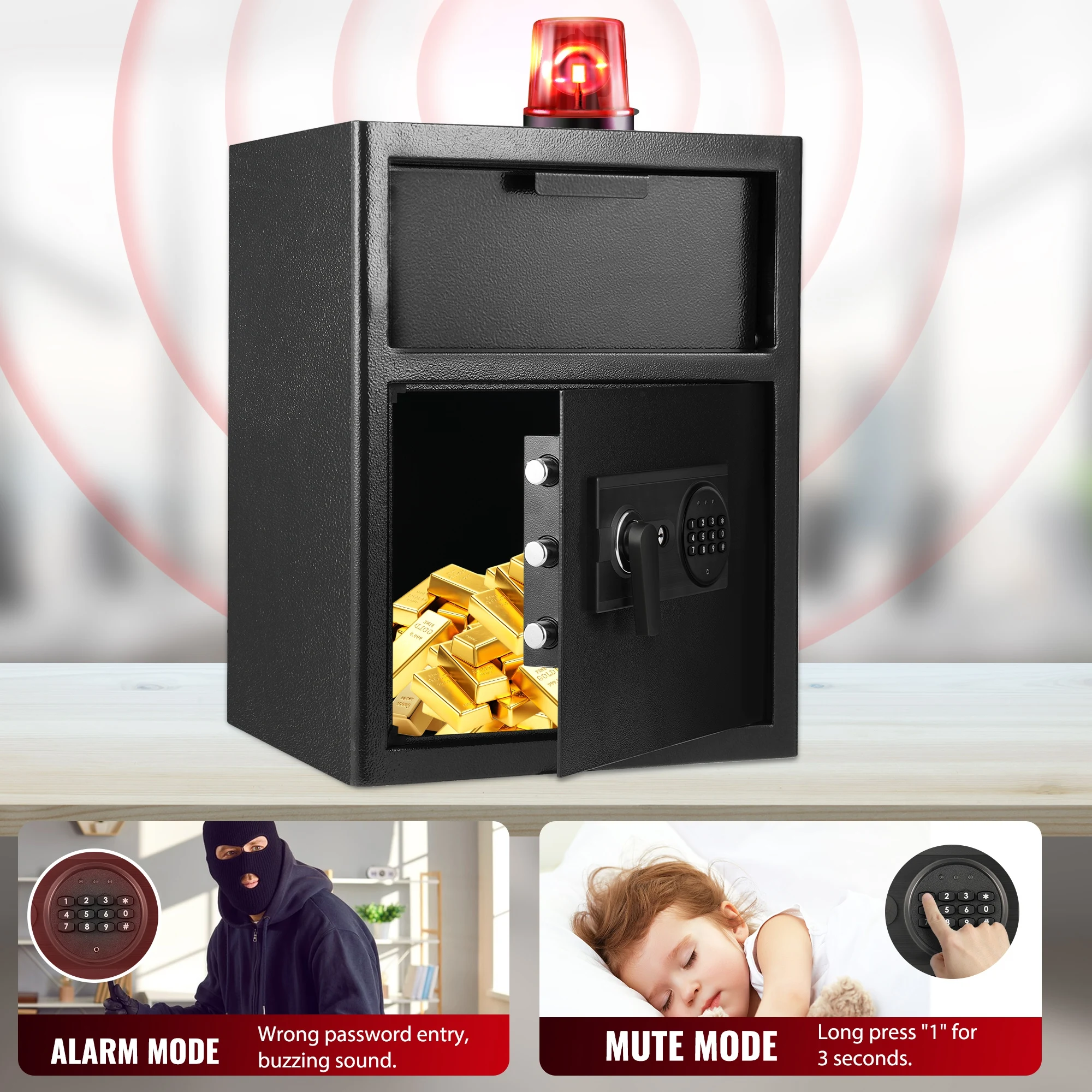 Feuerfester Drop Safe mit Drop Slot 2,6 Cu FT Zahlenschloss Digitaler Safe Business Security Depository Safe für Geld Bargeld