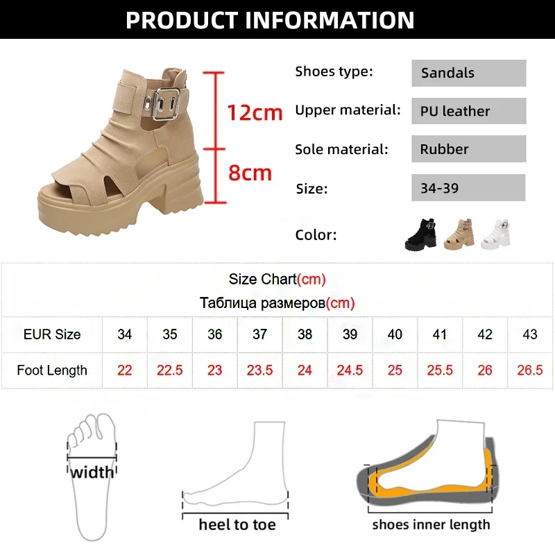 2023 Gothic Chunky Platform Sandals Women Summer 2023 Wedges Peep Toe Gladiator Shoes Woman Thick Bottom High Heels Sandalias