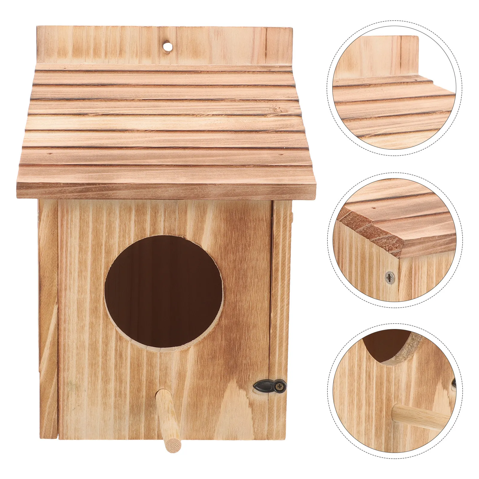 

Деревянная креативная клетка для кормления птиц 15x16x21.5см, безопасная и удобная, для садовых птиц, гнездовая коробка, товары для животных, декор