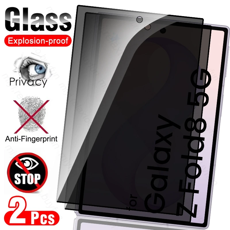 ZFold 8 Glass 2Pcs Privacy Tempered Glass for Samsung Galaxy Z Fold 8 Fold8 ZFold8 5G 9H Outer Screen Protector Anti-Spy Film Z8