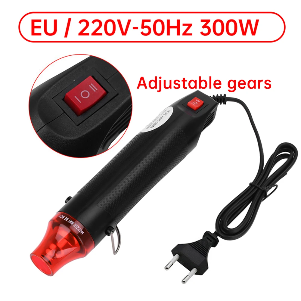 EU Plug 220V DIY Heat Gun Electric Power Tool Hot Air 300W Temperature Gun With Supporting Seat Plastic DIY Tool