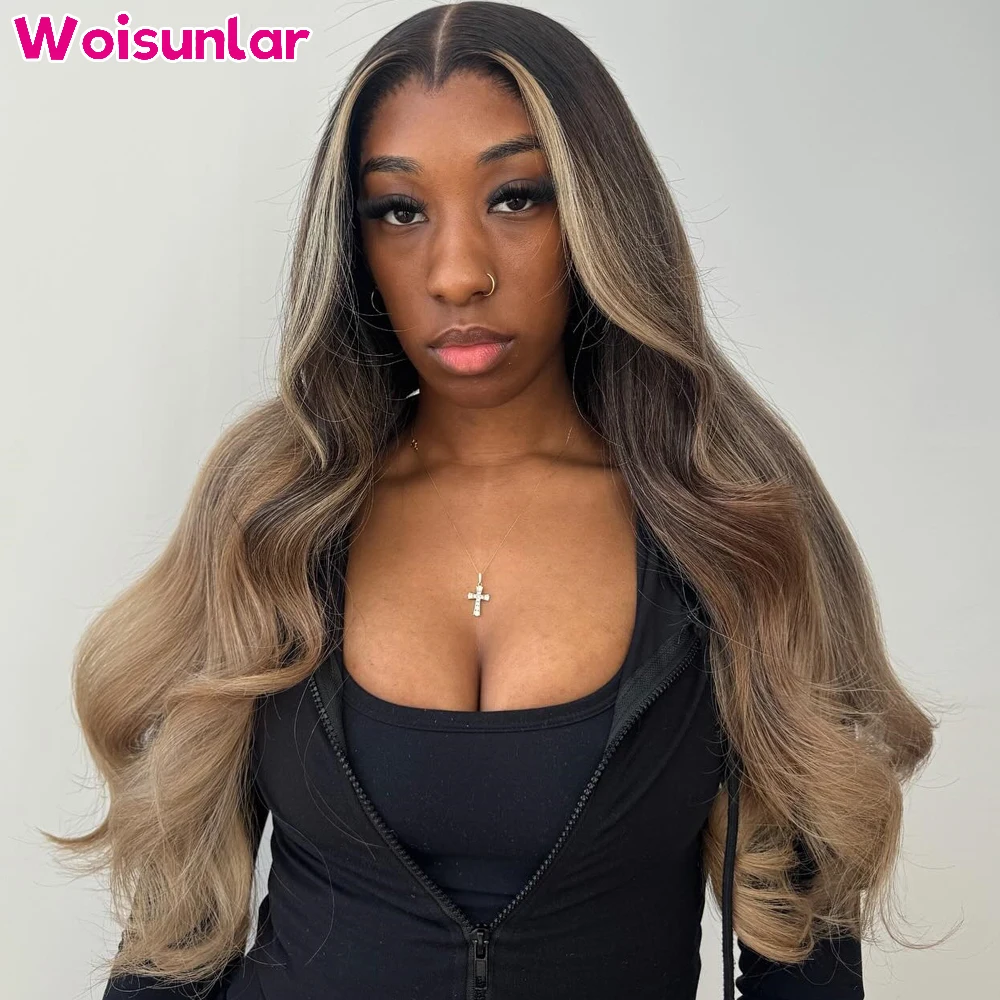 

Ombre black and ligh brown lace Front Human Hair Wigs body wave 200% For women 13x4 Transparent Lace Front Human hair wigs 100%