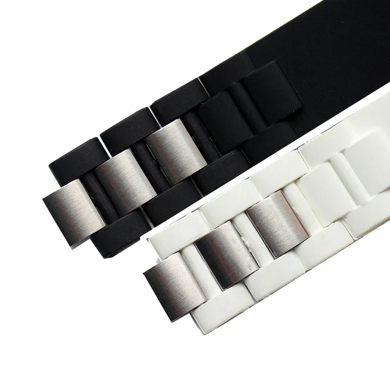 Waterproof rubber strap is suitable for cartier 21 century series silicone 20 * 10mm  strap, black and white for men and women