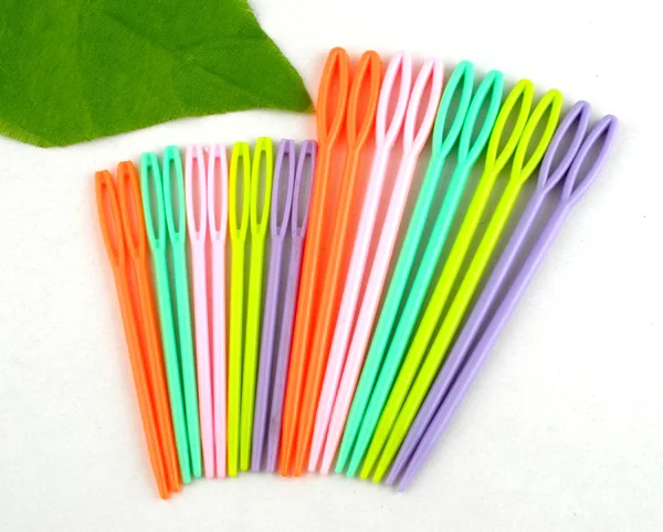 20pcs Plastic Sweater Sewing Needles Mixed Color Knitting Needles Diy Crochet Knitting Needles Sewing Accessories 9.5cm-7cm Long