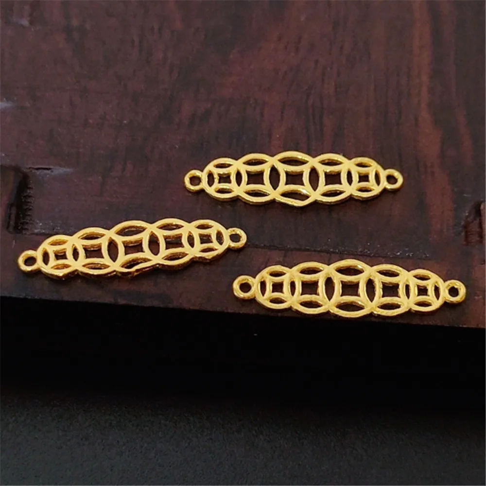 

Pure 999 24K Yellow Gold Women Lucky Money Coins Pendant Diy Bracelet