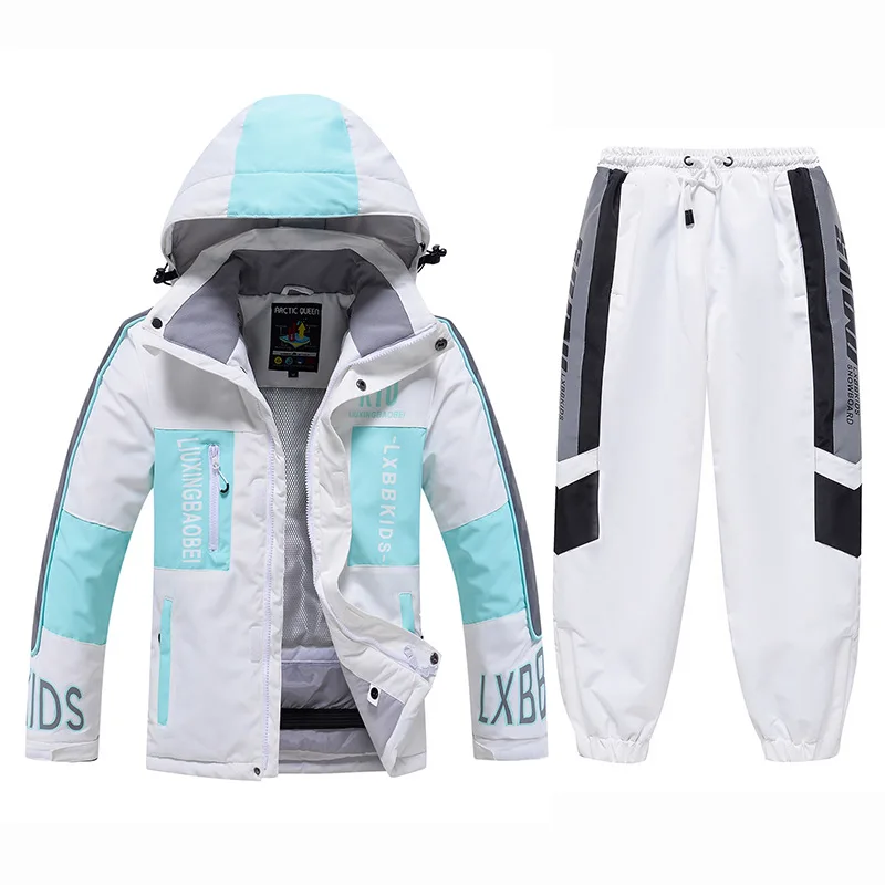 -30℃ Boy girl skiing suit waterproof 5 6 7 8 9 10 11 12 13 14 15 year old children's snow clothing Warm snowboarding Coat pant