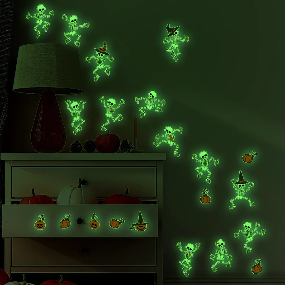 Halloween Skull Luminous Wall Sticker Luminous Sticker Room Decoration Wall Sticker
