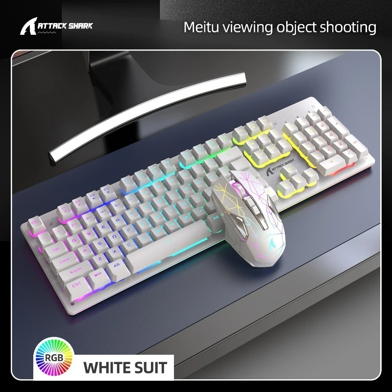 Attack Shark T3rgb беспроводная клавиатура и мышь комплект Rgb перезаряжаемый светящийся мобильный телефон ноутбук игровая офисная клавиатура мышь