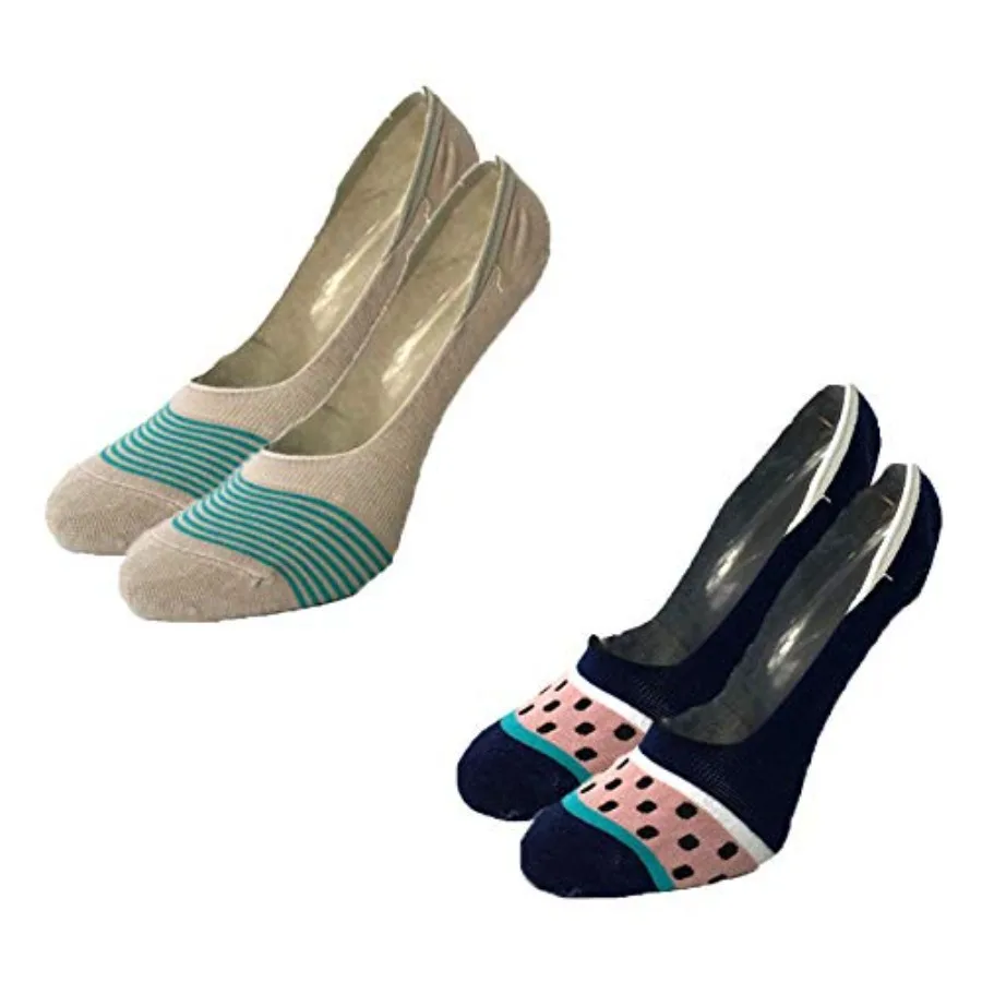 

Fashion Culture Women's Striped Fruity No Show Peds Gel Tab Liner Socks Pack of 2 One Size Multi Perfect for Casual Wear and Da