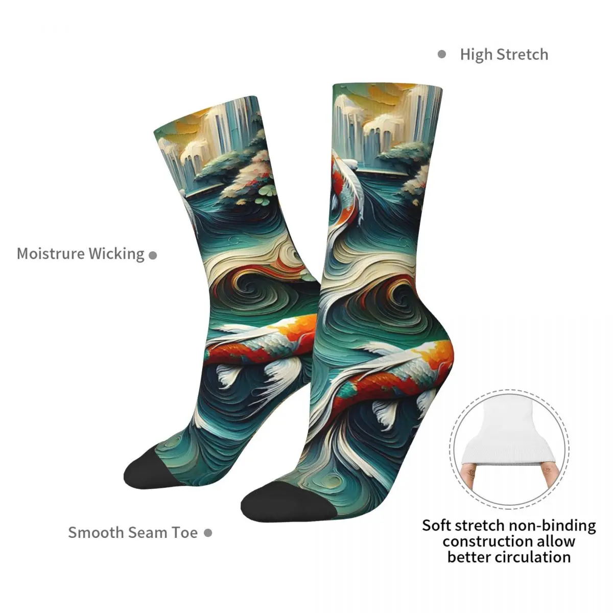 Koi Fish Pond Serene Ripples Socks Harajuku Soft Stockings All Season Long Socks Accessories for Man's Woman's Birthday Present