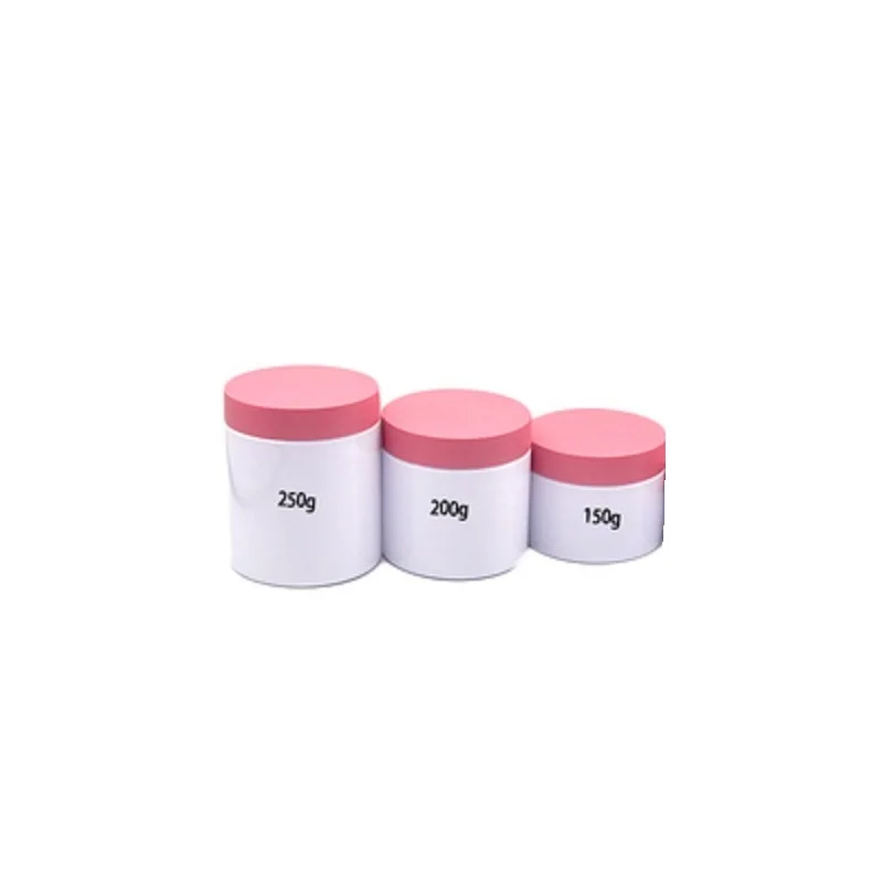 24Pcs Cream Jar White Plastic Empty Cosmetic Pink Lid 50g 80g 100g 150g 200g 250g Packaging Refillable Wide Mouth Bottles