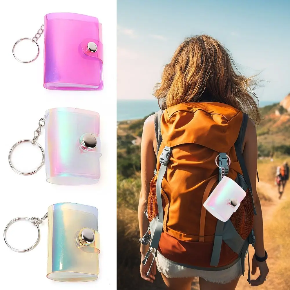 New 1 Inch/2 Inch Mini Photo Album Laser Snap Button Design Backpack Keyring DIY Journal Material Photo Storage