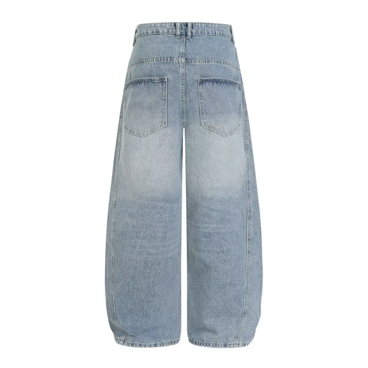 American-style Design Curved Long-row Button Detailing Silhouette Jeans Long Vintage Pants Trendy For Men And Women Streetwear
