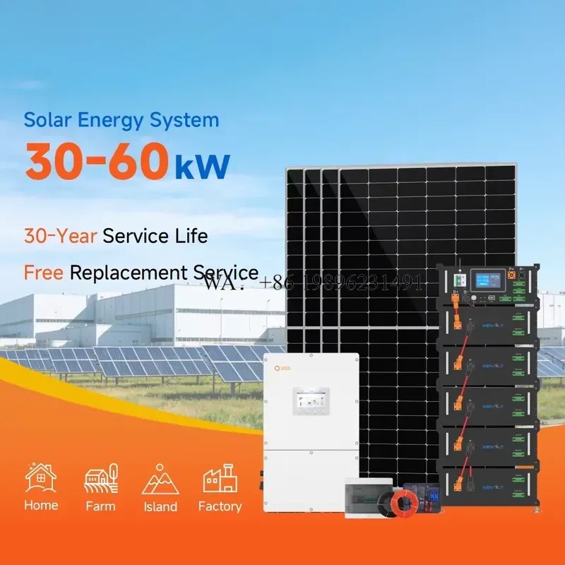 Panneau Solaire Kit Complet High Voltage Solar Energy System Hybrid 30kW 50kW 60kW BESS Complete Solar Power System