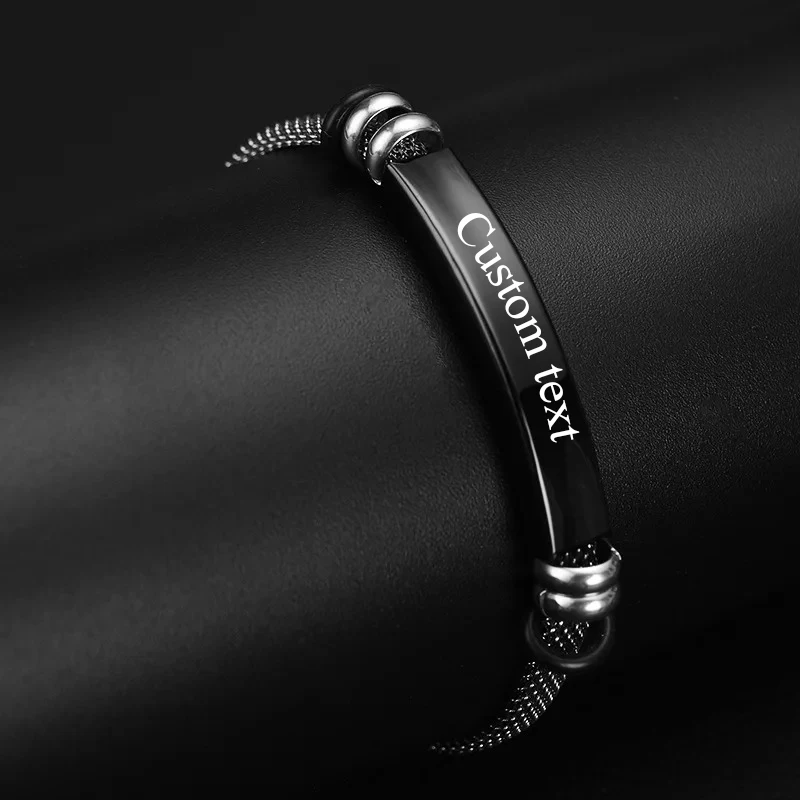 Punk Custom Text SOS Stainless Steel Men Bracelets For Women Personalized Engrave Logo Friendship Jewelry Gift