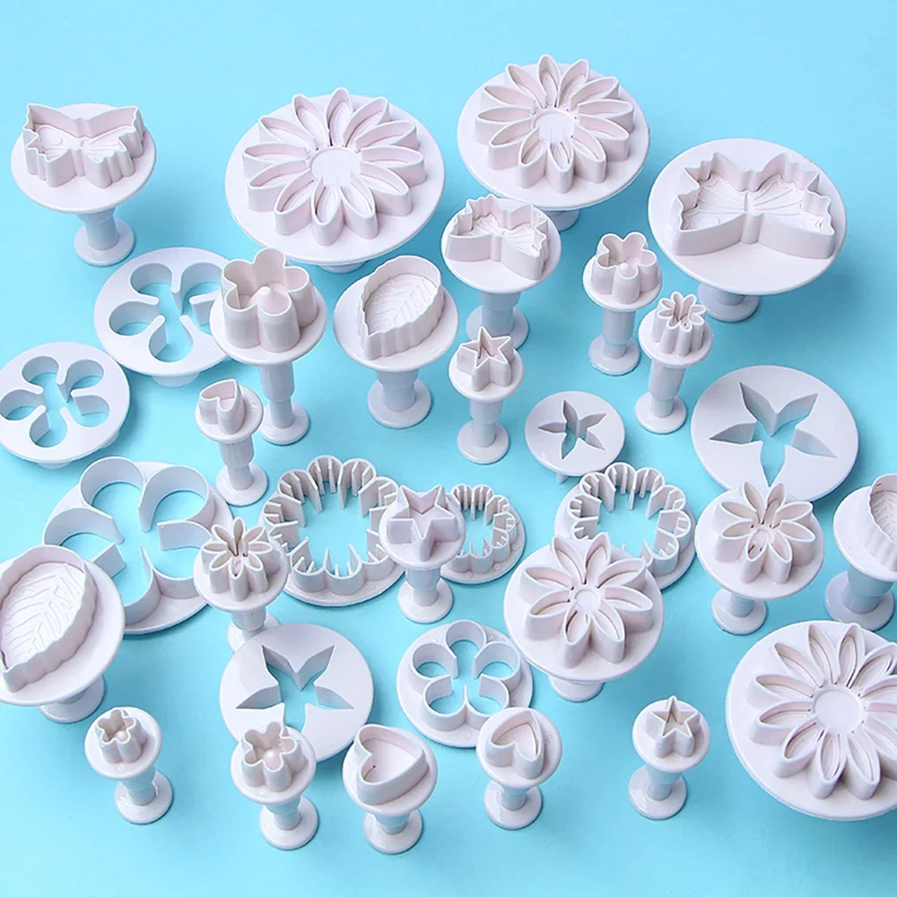 33 Pcs/set Cake Decorating Tools Fondant Plunger Cutters Tools Cookie Biscuit Cake Mold Flower Set Baking Accessories