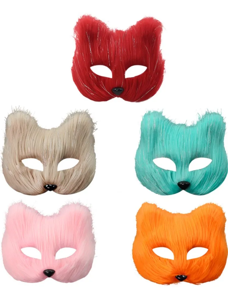 Masque Sexy pour femmes, fournitures de Cosplay de chat, spectacle de fête de danse, masque de renard, décoration de visage d'animal de Couple, accessoires pour les yeux
