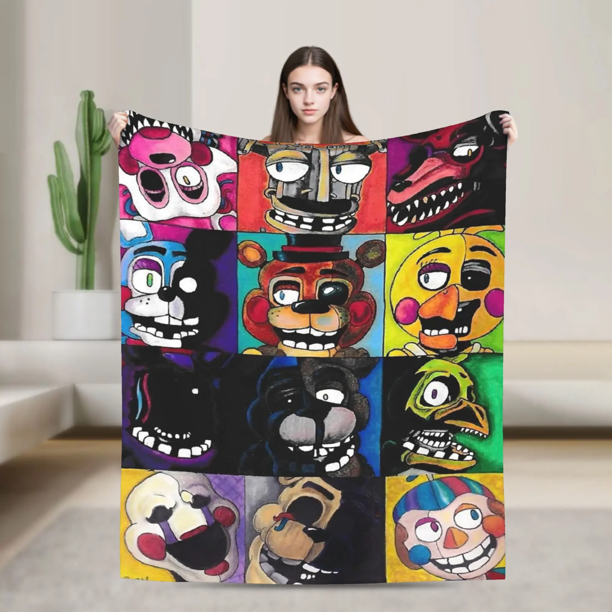 Five Nights Horror Blankets Flannel  Winter   Multifunction Soft Throw Blanket for Bed Travel Bedspreads