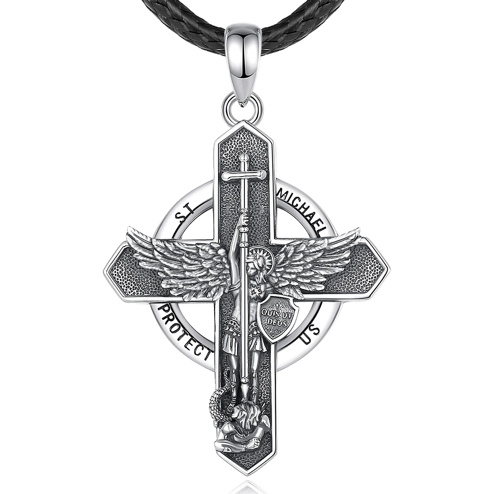 Eudora Archangel Saint Michael Pendant Necklace Silver 5