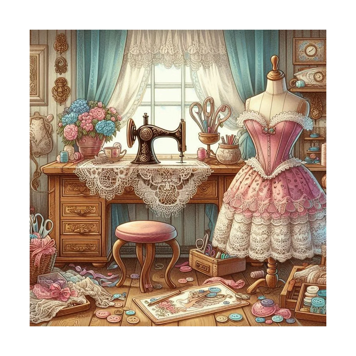 1 Stück 30x30 cm/11,8 Zoll, 11CT/14CT Druck-Kreuzstich-DIY-Set, Entspanntes Kreuzstich-Set für Erwachsene Anfänger, Mädchen-Nähzimmer – Detail 2