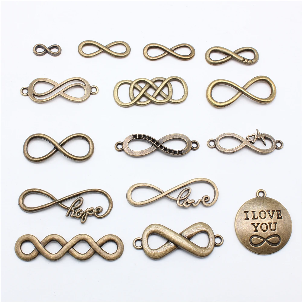 10pcs Infinity Connector Charms For Bracelet Making Vintage Antique Bronze Color image 2