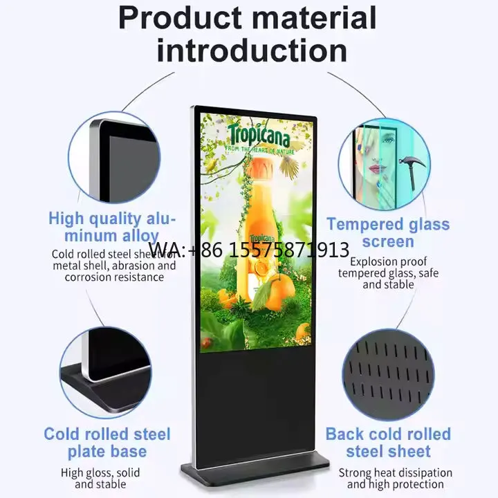 Smart Interactive Touch Screen Kiosk Vertical LCD Advertising Display Floor Standing Digital Signage Totem