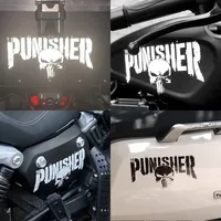 Motorcycle Tank 22cm*11cm Decals Punisher Reflective Helmet Stickers Decorative Accessories Creative Waterproof PVC Car Decals