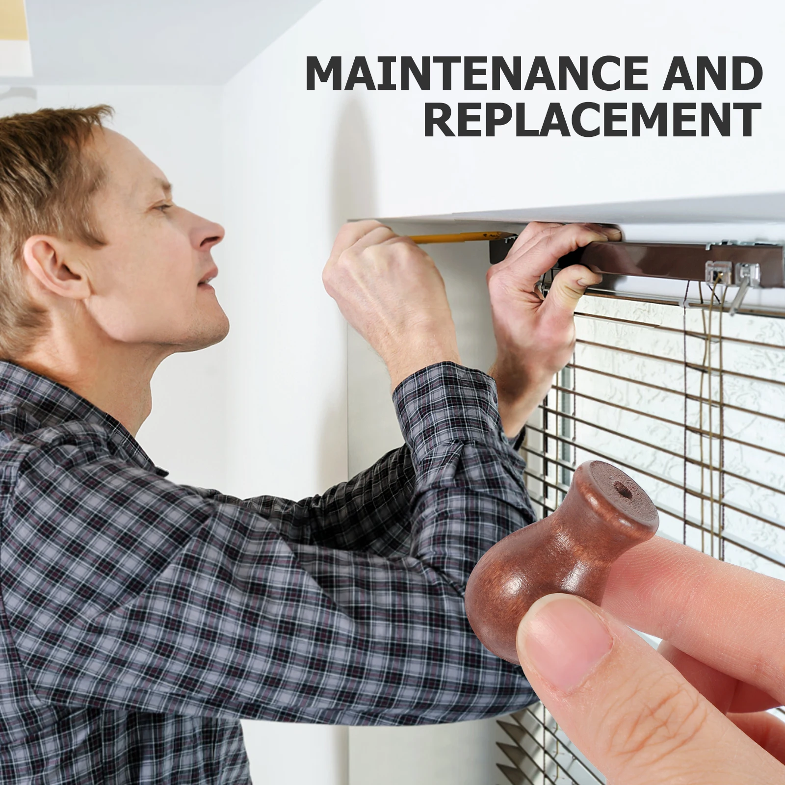 

6pcs Brown Wooden Pendant Accessories for Curtains Blinds Tassel Knob Pull Ends Home Decor Roman Shade Wood Cord Drop Blind