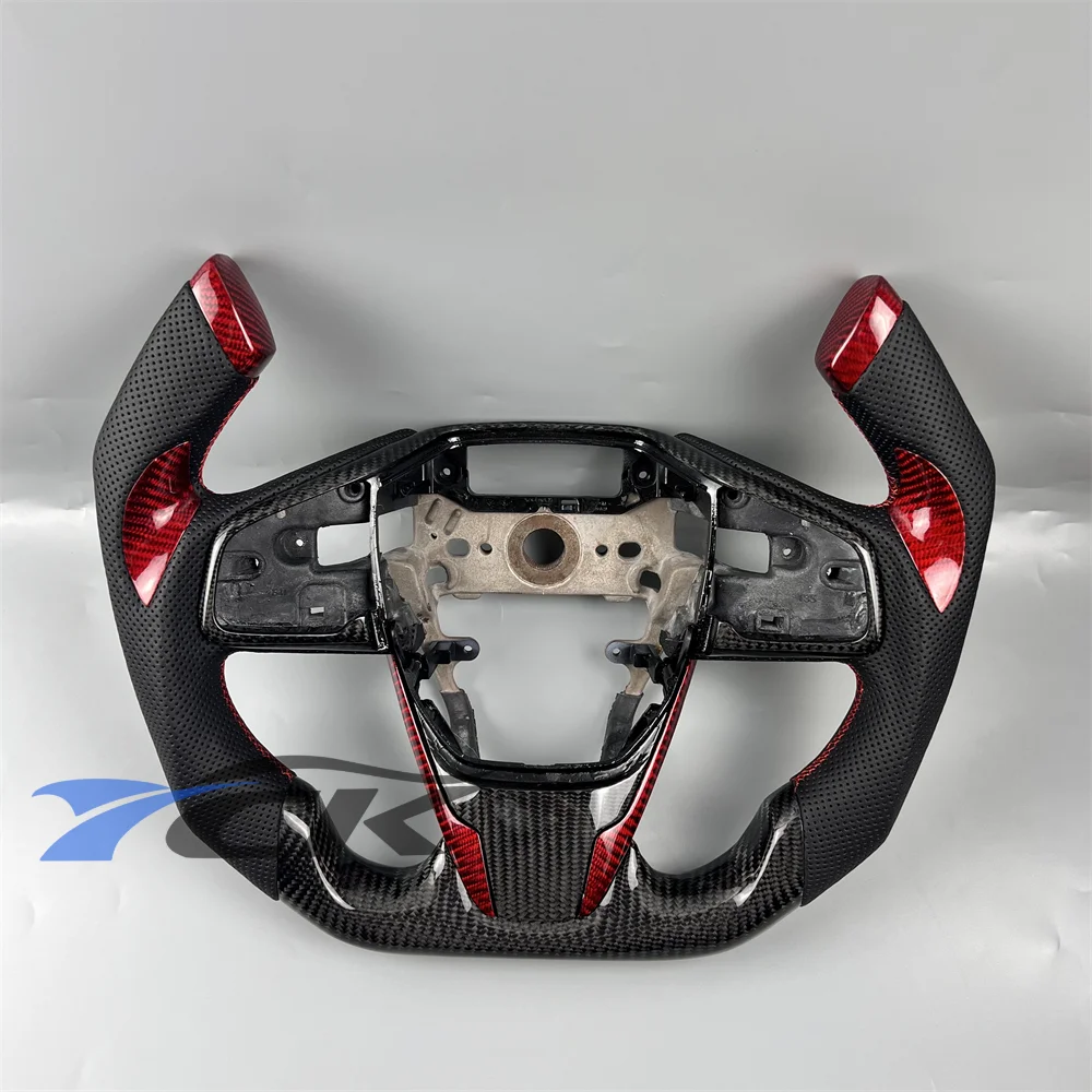 

Customized Carbon Fiber Black Leather With button frame Steering Wheel For 2016 2017 2018-2021 Honda Civic