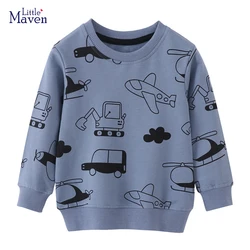 Little maven top abbigliamento per bambini abbigliamento per bambini autunno New Baby Boys 2024 primavera Cartoon Vehicles neonati felpe con cappuccio