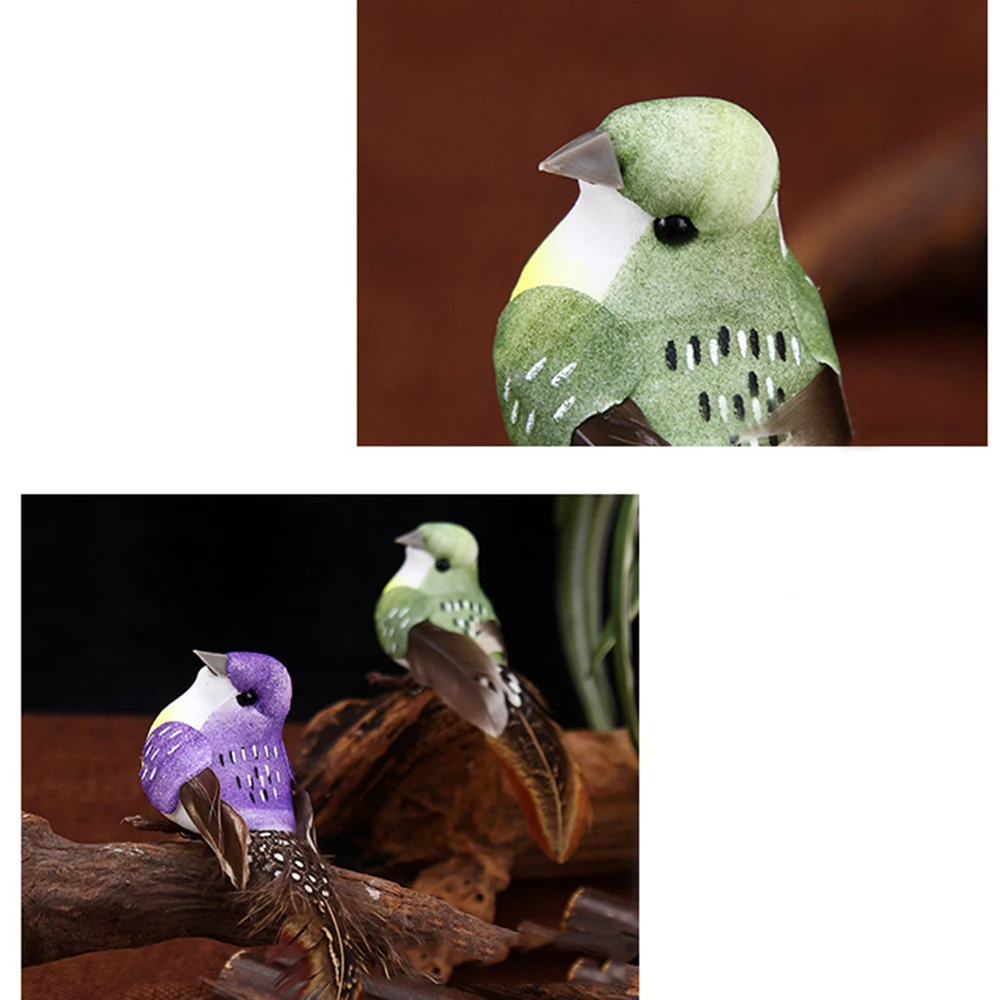 EESLL Kunstmatige vogels, 24 stuks simulatie schuim veer vogel, kleine vogel beeldje, mini liefde vogels, mini mus ornament, kerstboom decoratie met metalen clip voor kerstfeest bruiloft decor