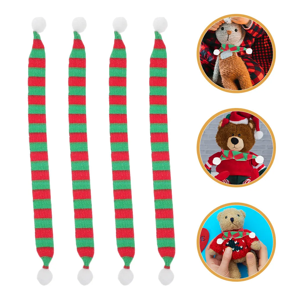 

10Pcs Mini Knit Santa Scarf for Snowman Craft Decoration Small Scarfs Holiday Ornament Dollhouse Pets Wine Bottle Cover