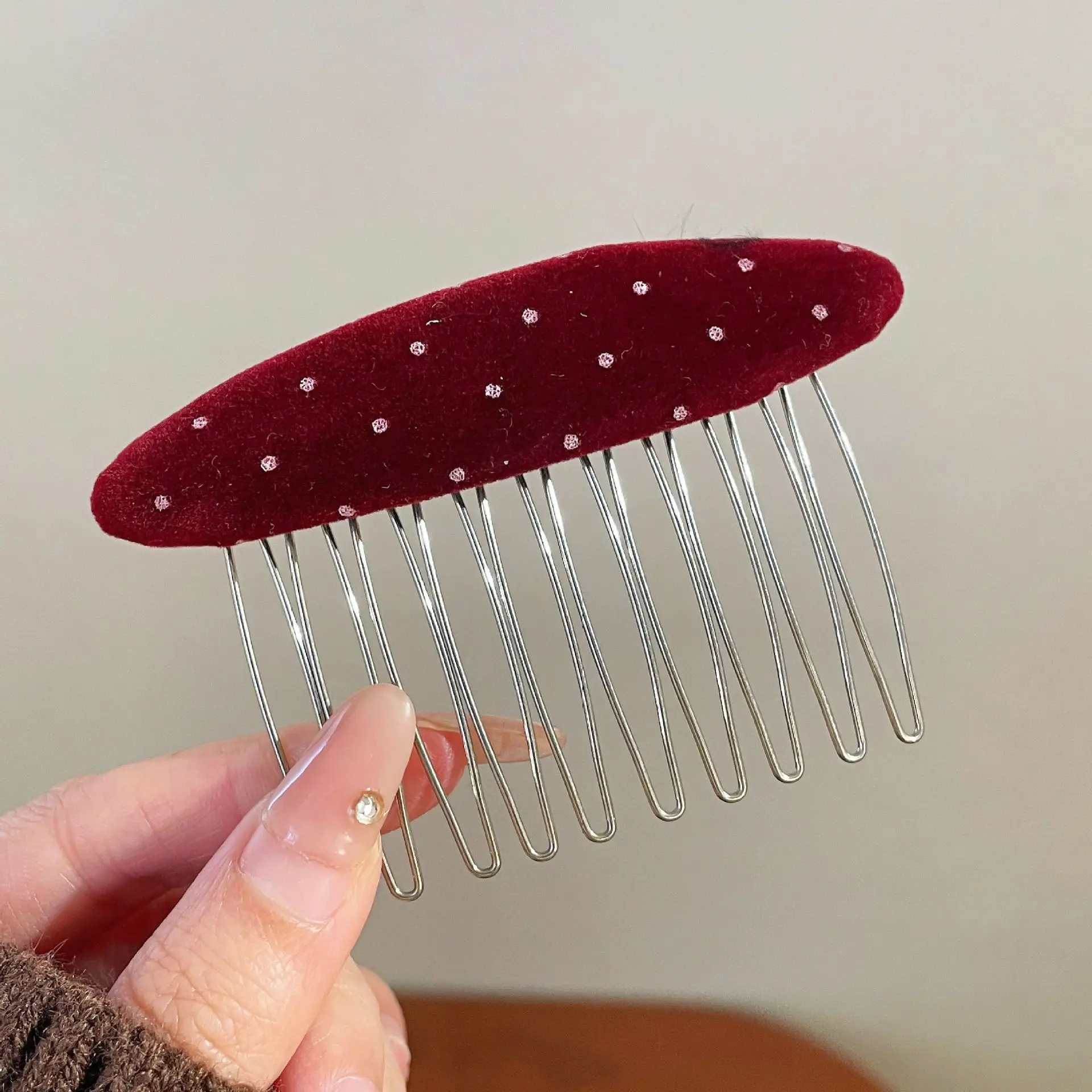 Autumn Winter Velvet Polka Dot Insert Comb Broken Hair Finishing Artifact Female Insert Comb Back Head Hairpin Accessories New