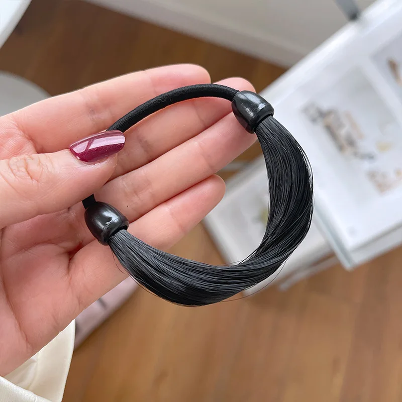 10 Stück Korea Gummiband aus Haars imulation Perücke Kopfs eil Mode Perücke Haarring gerade Haar gummi Pferdes chwanz elastisches Haars eil – Detail 14