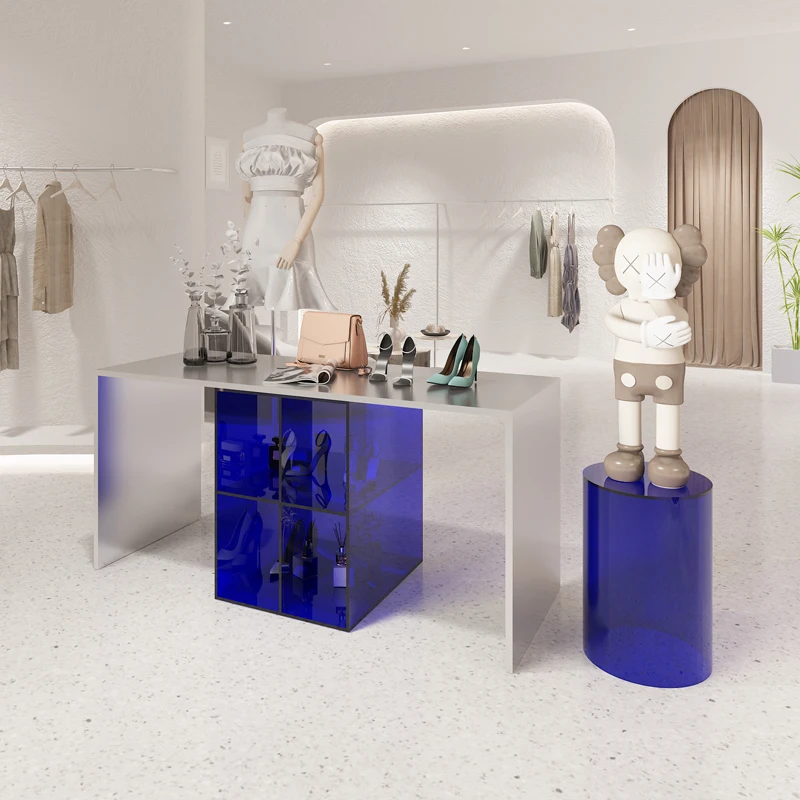 Clothing store Nakajima Taiwan water table stainless steel acrylic display table display props display rack