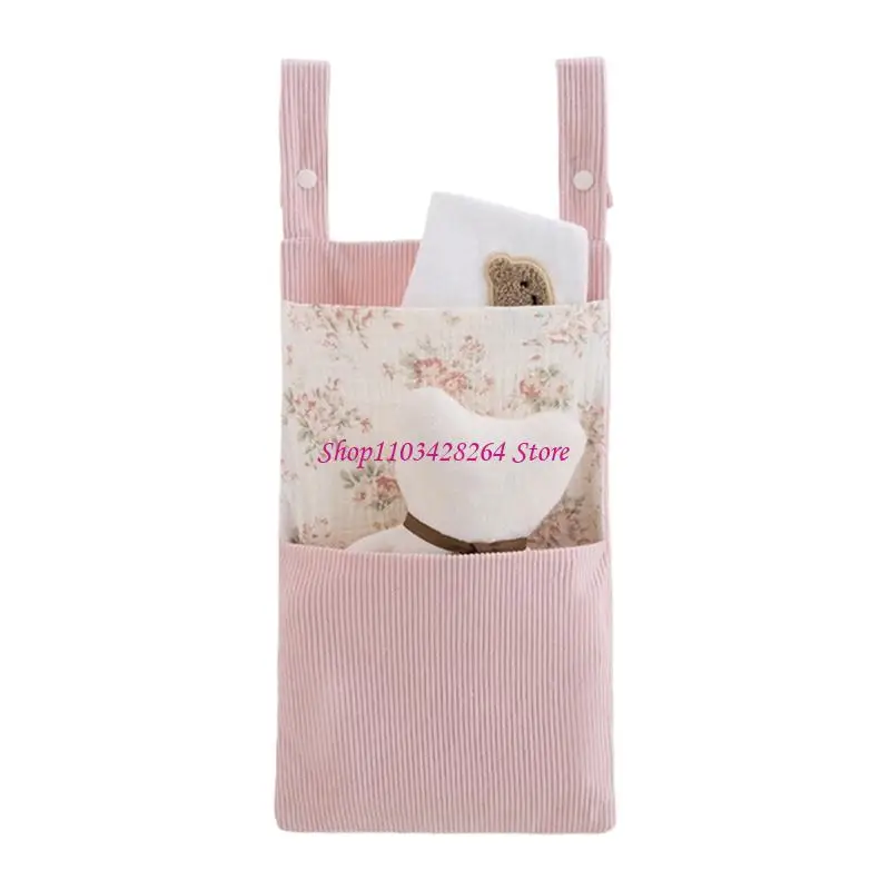 Soft Cotton Hanging Diaper Bag With Big Pockets Perfect For Nursery Organization And Crib Decoration