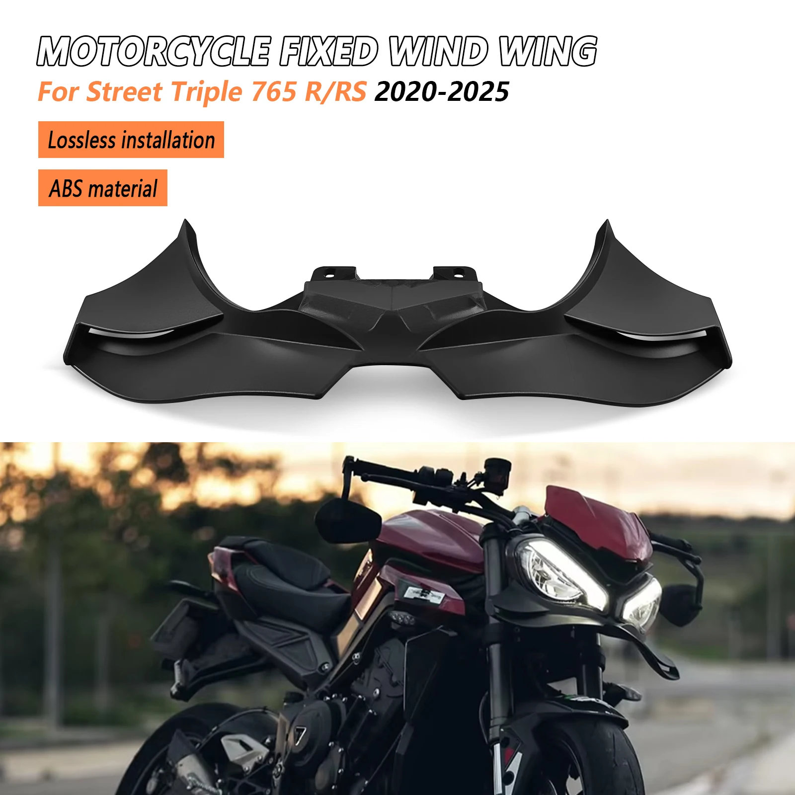 

For Street Triple 765RS 765 R RS 2024 2020-2025 Motorcycle Front Spoiler Kit Downforce Frontal Spoilers Winglet Aerodynamic Wing