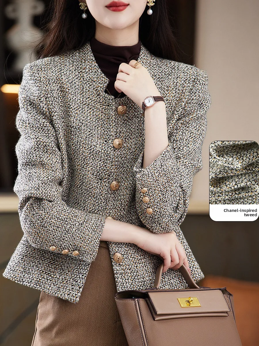 

Cozy ort Woolen Jaet Women's Spring Autumn Heavy Knitwear Turtlene Long Sve Pure Color Button Embellied