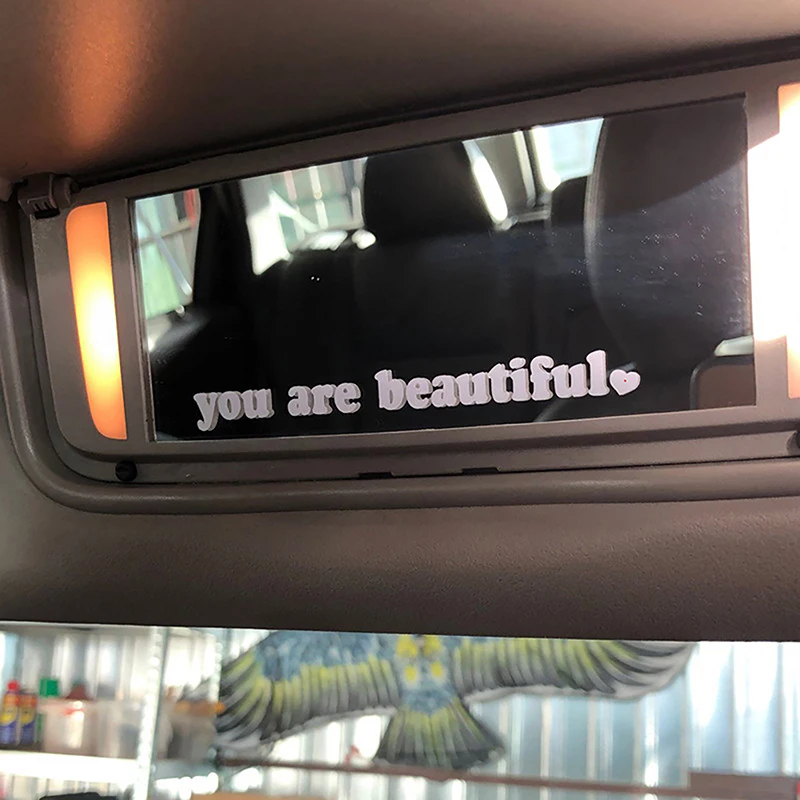 Car Stickers You Are Beautiful Interior Decoration Rear View Mirror Stickers Creative Sport PVC Vinyl Decals